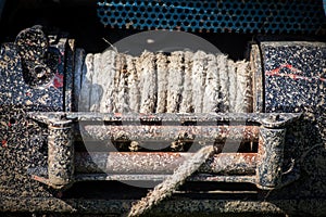 Dirty winch on car