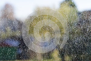 Dirty window glass after rain