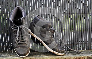 Dirty worker`s shoes