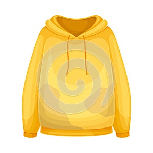 Dirty Yellow Hoodie with Stain and Spots as Used Clothes for Laundry Vector Illustration