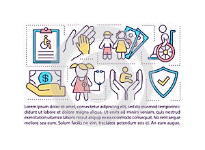 Disability benefits for children concept icon with text