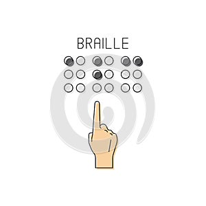 Disability blind vector icon symbol braille isolated on white background