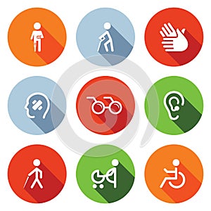 Disability flat Icons Set