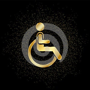 Disability gold, icon. Vector illustration of golden particle