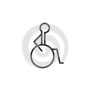 Disability, handicap line icon, outline vector sign, linear style pictogram isolated on white.