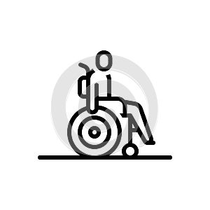 Black line icon for Disability, paralyze and patient photo