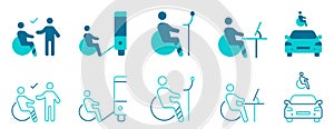 Disability icon set.Solid Vector and illustration