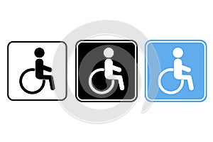 Disability icon. Wheelchair accessibility symbol. Parking sign for a disabled person. A place for a disabled person