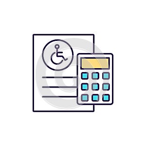 Disability insurance cost RGB color icon