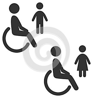 Disability man pictogram flat icon wc female male on wh