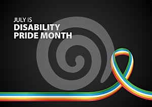 Disability Pride Month awareness ribbon on black