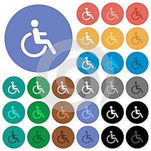 Disability round flat multi colored icons