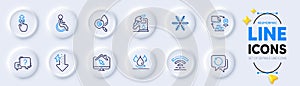 Disability, Snowflake and Question mark line icons for web app. Pictogram icon. Vector