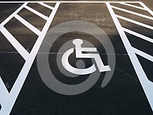 Disability wheelchair sign Priority Car park outdoor Parking lot photo