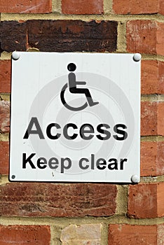 Disabled Access Keep Clear Sign