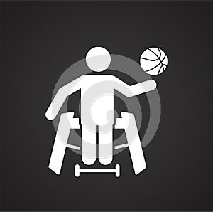 Disabled athlete icon on black background for graphic and web design, Modern simple vector sign. Internet concept. Trendy symbol