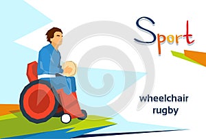 Disabled Athlete Play Rugby On Wheelchair Sport Competition