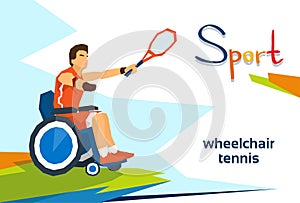 Disabled Athlete On Wheelchair Play Tennis Sport Competition