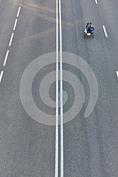 Disabled bike riders on the street. Urban mobility. Sport