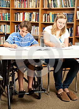 Disabled Boy Doing Homework