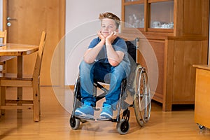 Disabled boy in wheelchair