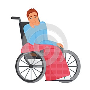 Disabled boy in wheelchair thinking