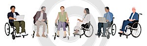Disabled business people vector set ion white.