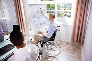 Disabled Businessman Giving Presentation