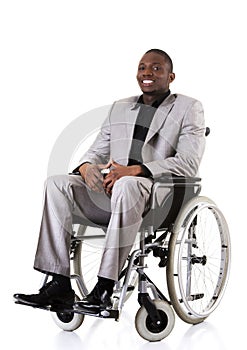 Disabled businessman sitting on wheelchair