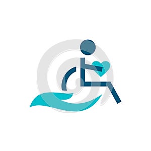 Disabled care logo icon vector stock illustration