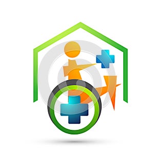 Disabled care logo medical health clinic home icon logo