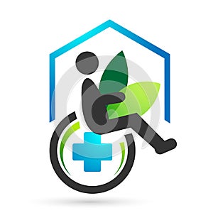 Disabled care logo medical health clinic home icon logo