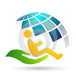 Disabled care logo medical health clinic home icon logo