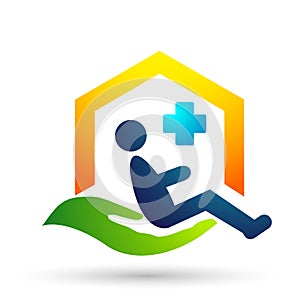 Disabled care logo medical health clinic home icon logo
