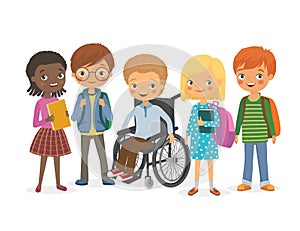 Disabled child with his international friends