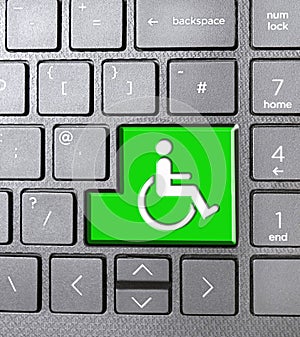 disabled disability green sign icon computer communications typing keyboard keys cell phone photo