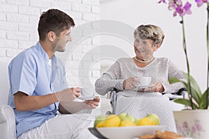 DIsabled elderly woman in inursing home