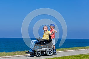 Disabled Father play with his son