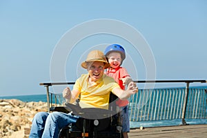 Disabled Father play with his son