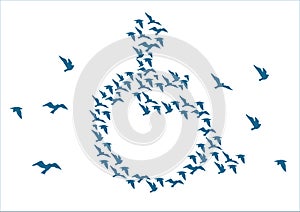 Disabled Icon with blue birds vector illustration