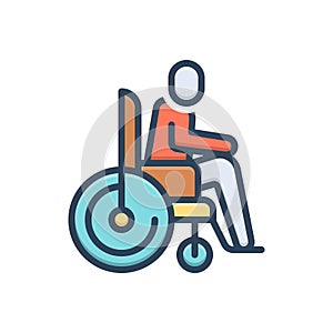 Color illustration icon for Disabled, having a disability and handicap photo