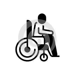 Black solid icon for Disabled, having a disability and handicap photo