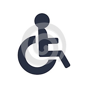 Disabled icon vector, wheel chair symbol. Disabled Icon vector. Simple flat symbol. Perfect Black pictogram illustration