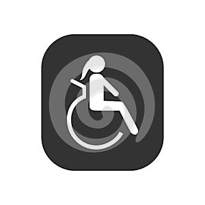 Disabled icon. Woman. Vector illustration, flat design.