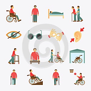Disabled icons set flat vector design illustration
