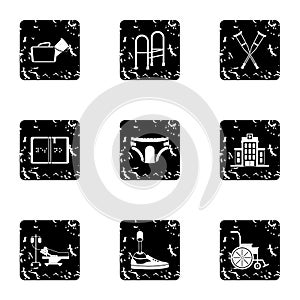 Disabled icons set, grunge style