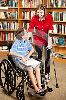 Disabled Kids in Library