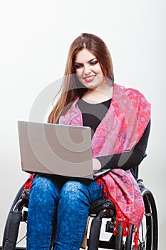 Disabled lady surfing on web.