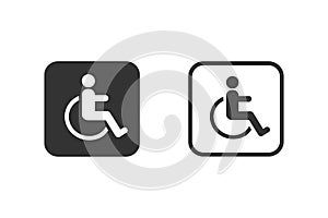 Disabled line icon set vector. wheel chair symbol