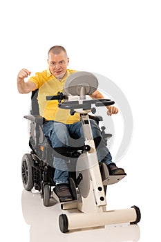 Disabled man have a rehabilitation exercises